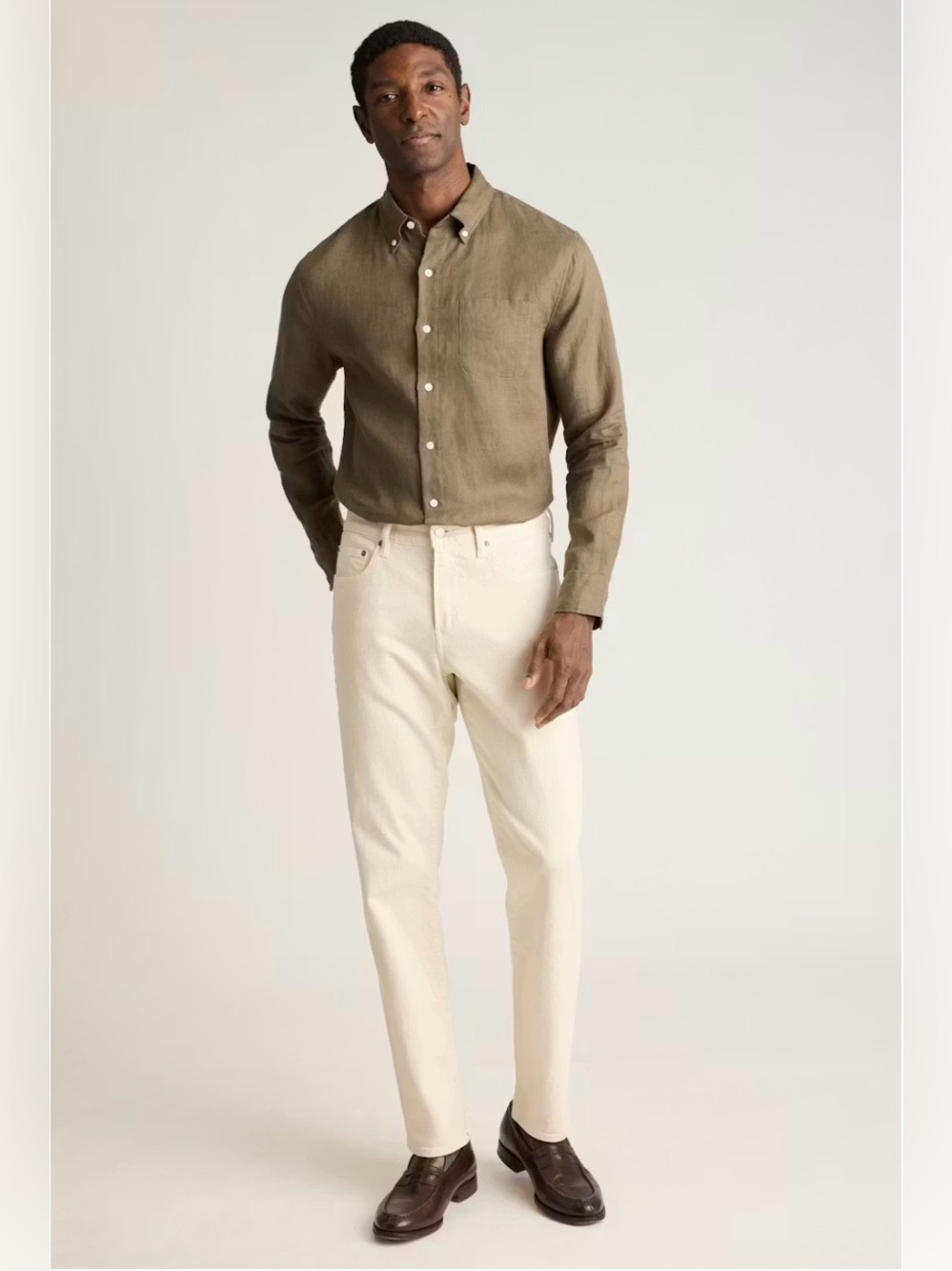 Bonobos Men’s Travel Jean Clearwater Off White Tailored Fit 35 X 32